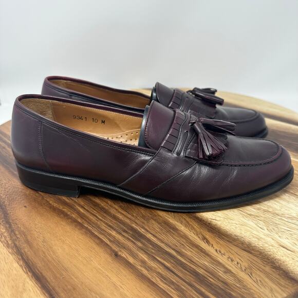 Magnanni Men’s Kiltie Tassel Loafers 10 M Burgundy Leather Slip On Shoes Spain - Picture 1 of 10